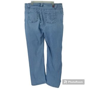 Tommy Hilfiger Womens Size 38 Stone Wash Distressed Hipster Boot Denim Jeans